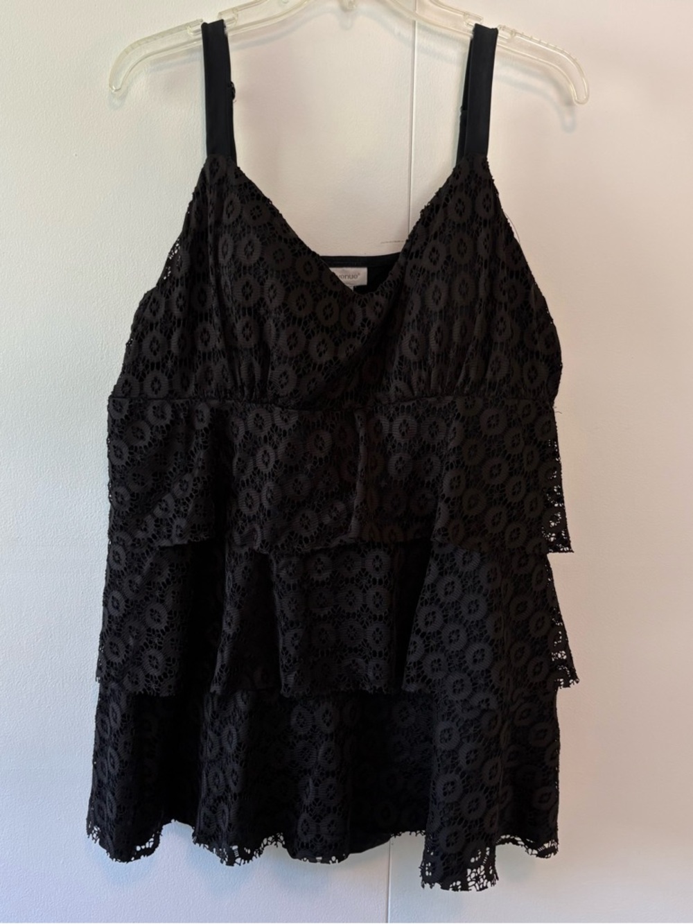 Avenue Black Lace Tiered One Piece Swimsuit